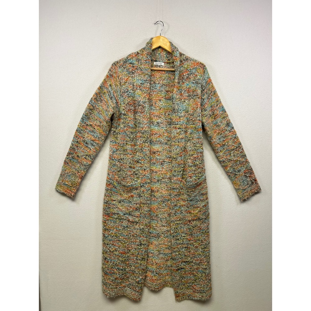 Boho Artsy Baciano Womens Small Multicolor Space Dye Textured Duster Cardigan